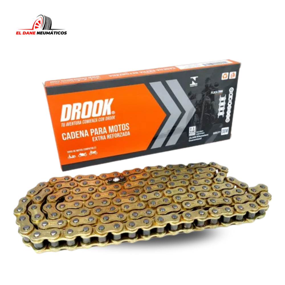 CADENA 428H-118 DORADA EXTRA REFORZ 24KN PLACA 2MM DROOK